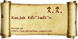 Kasjak Kálmán névjegykártya